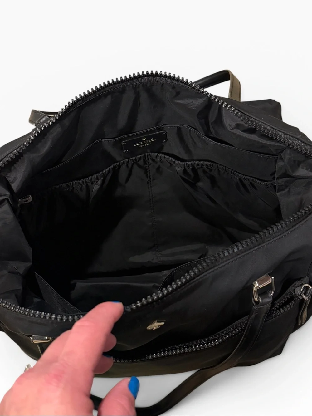 Kate Spade Jae Black Nylon Baby Diaper Bag Tote with Changing Pad